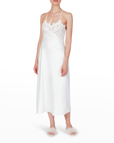 Shop Rya Collection Rosey Lace-front Sheer-racerback Nightgown In Ivory