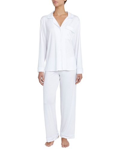 Shop Eberjey Gisele Long Pajama Set In White/blue