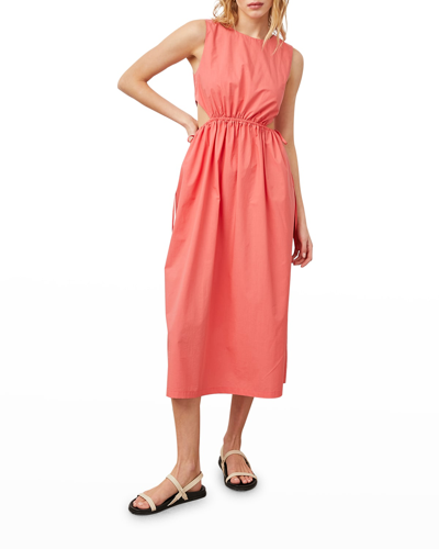 Shop Rails Yvette Cotton Poplin Side-cutout Midi Dress In Spiced Coral