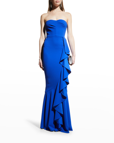 Shop Dress The Population Paris Cascading Ruffle Dress In Electric Blue