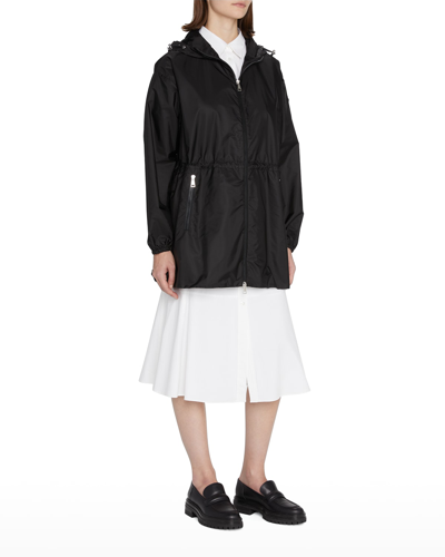 Shop Moncler Wete Cinched Raincoat In Black