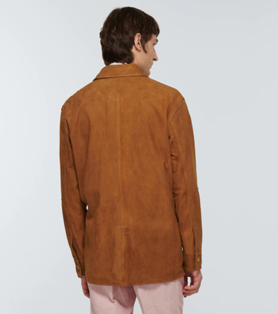 Shop Gabriela Hearst Lucas Leather Overshirt In Camel