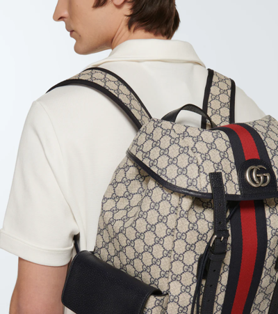 Shop Gucci Ophidia Gg Medium Backpack In Be Blu/b/brb/b/b/n/b