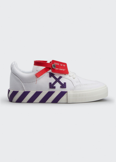 Shop Off-white Girl's Arrow Vulcanized Canvas Low-top Sneakers, Toddler/kids In Whitepurple