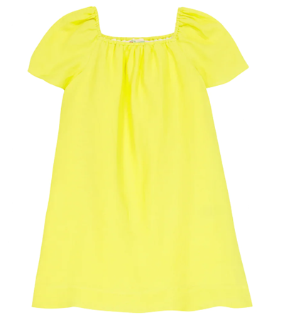 Shop Bonpoint Ariel Linen Dress In Yellow