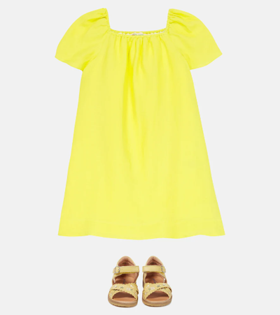 Shop Bonpoint Ariel Linen Dress In Yellow