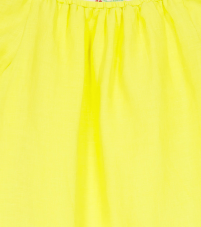 Shop Bonpoint Ariel Linen Dress In Yellow