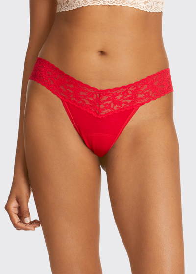 Shop Hanky Panky Low-rise Organic Cotton Thong In Red