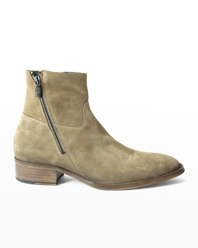 Shop Jo Ghost Men's Distressed Suede Double-zip Ankle Boots In Hunter Green