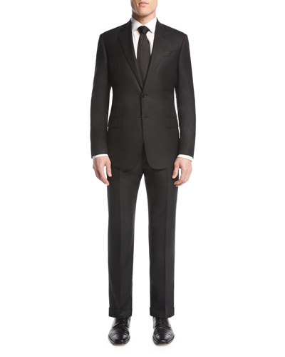 Shop Giorgio Armani Soft Basic Two-piece Suit, Black In Solid Black