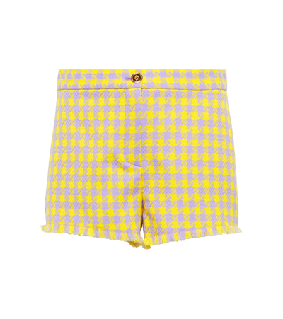 Shop Versace Tweed Shorts In Orchid Pinapple