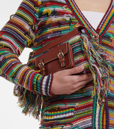Shop Chloé Edith Cashmere And Leather Clutch In Multicolor 2