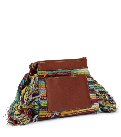 Shop Chloé Edith Cashmere And Leather Clutch In Multicolor 2
