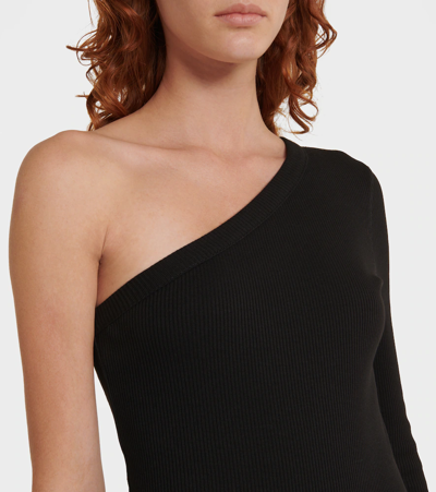 Shop Ami Alexandre Mattiussi One-shoulder Cotton Maxi Dress In Black