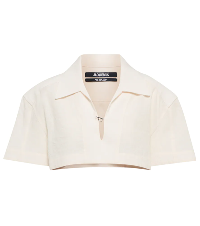 Shop Jacquemus Le Haut Bebi Cropped Shirt In Off-white