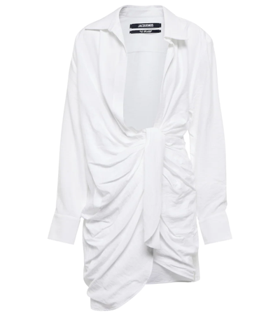 Shop Jacquemus La Robe Bahia Gathered Minidress In White