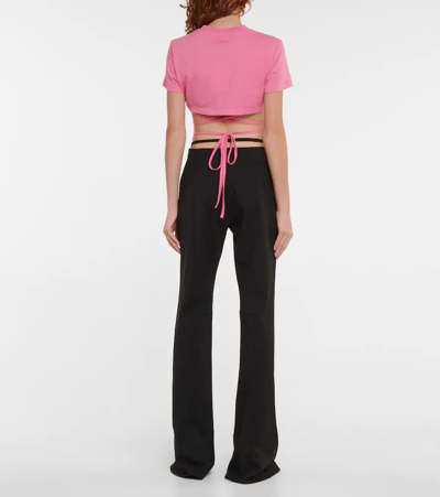 Shop Jacquemus Le T-shirt Baci Cotton Crop Top In Dark Pink
