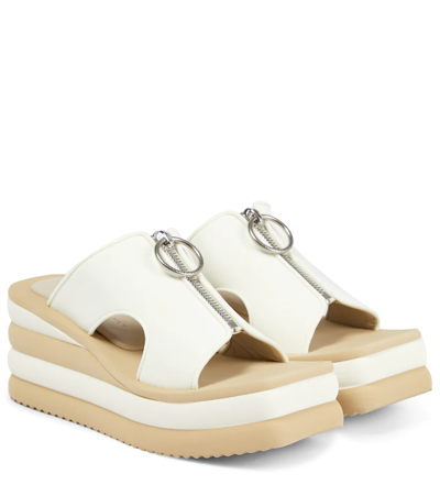Shop Stella Mccartney Scuba Wedge Sandals In Milky