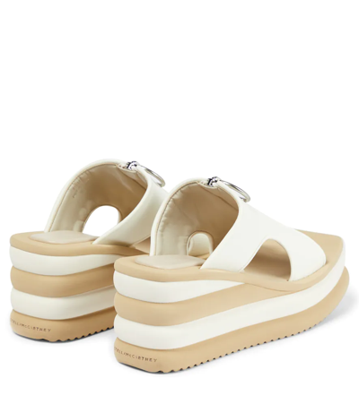 Shop Stella Mccartney Scuba Wedge Sandals In Milky