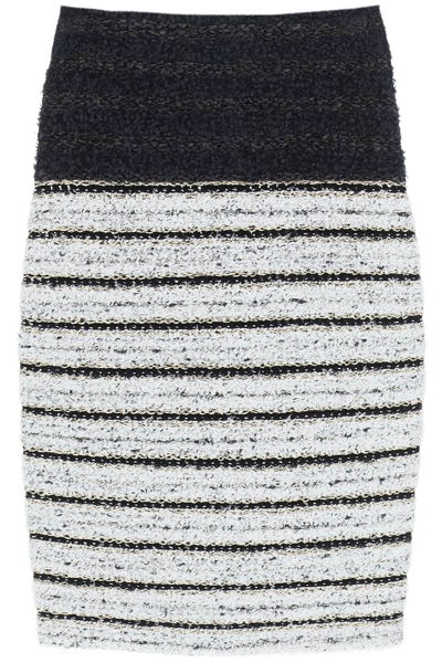 Shop Balmain Tweed Knee-length Skirt In Mixed Colours