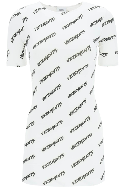 Shop Vetements T-shirt Dress With Logo In White
