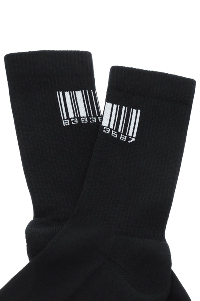 Shop Vtmnts Barcode Logo Sports Socks In Black