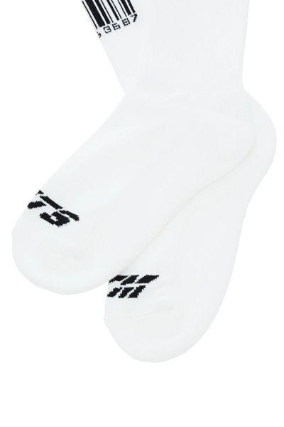 Shop Vtmnts Barcode Logo Sports Socks In White