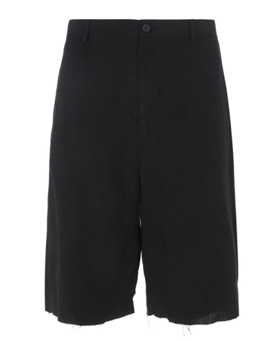 Shop Balenciaga Frayed Hem Shorts In Black