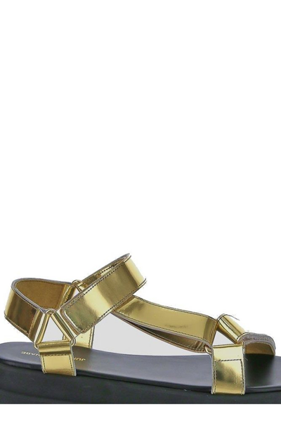 Shop Junya Watanabe Ankle Strap Platform Sandals In Gold