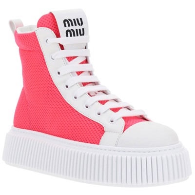 Shop Miu Miu Women's Shoes High Top Trainers Sneakers In Pink