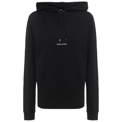 Shop Saint Laurent Women's Sweatshirt Hood Hoodie In Black