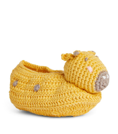 Shop Albetta Crochet Giraffe Booties In Yellow