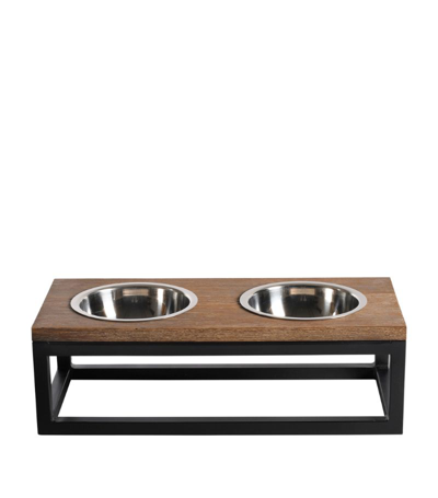 Shop Lord Lou Roma Elevated Pet Feeder (large) In Black