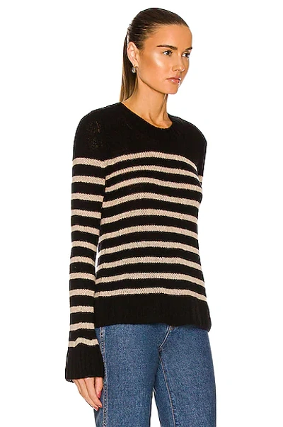 Shop Khaite Tilda Crewneck Marnier Stripe Sweater In Black & Powder Stripe