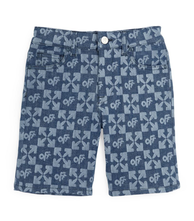 Shop Off-white Denim Logo Shorts (4-12 Years) In Blue