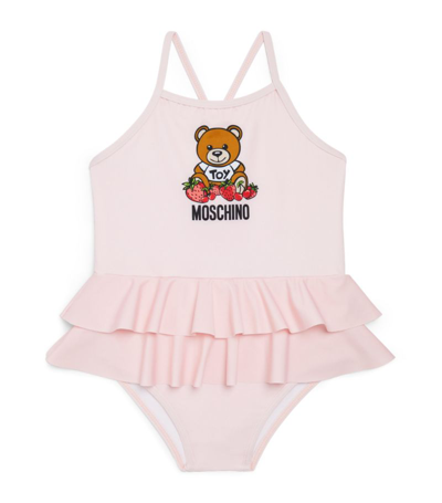 Shop Moschino Kids Skirt-detail Teddy Bear Swimsuit (3-24 Months) In Pink