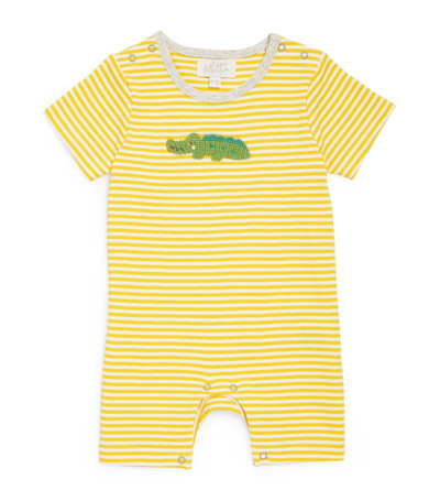 Shop Albetta Crochet Crocodile Playsuit (0-12 Months) In Yellow