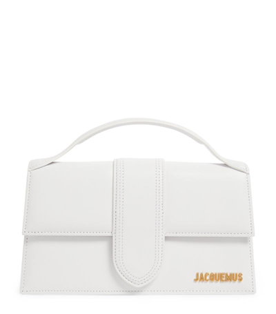 Shop Jacquemus Leather Le Grand Bambino Shoulder Bag In White