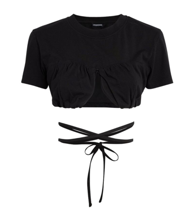Shop Jacquemus Le Baci Cropped T-shirt In Black
