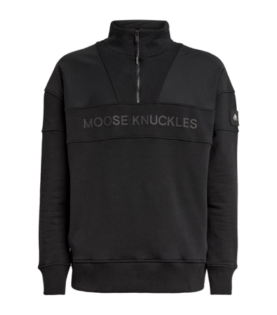 Shop Moose Knuckles Cotton Logo Sweatshirt In Black