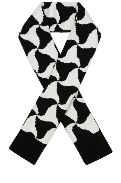 Shop Bottega Veneta Wavy Triangle Wool Scarf In Black & White