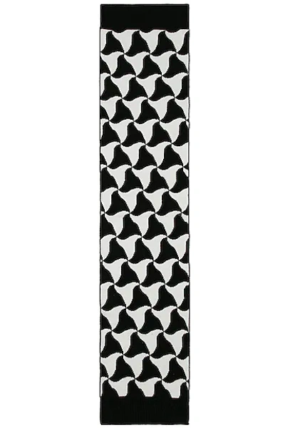 Shop Bottega Veneta Wavy Triangle Wool Scarf In Black & White