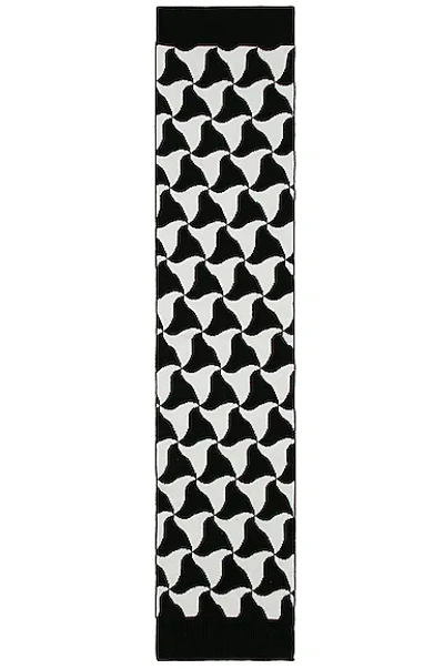 Bottega Veneta Ribbed-knit Patterned Scarf In Black & White
