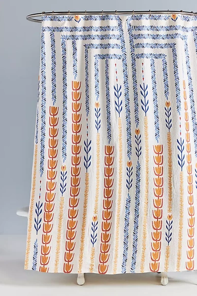 Shop Anthropologie Bimini Organic Cotton Shower Curtain By  In Yellow Size 72 X 72