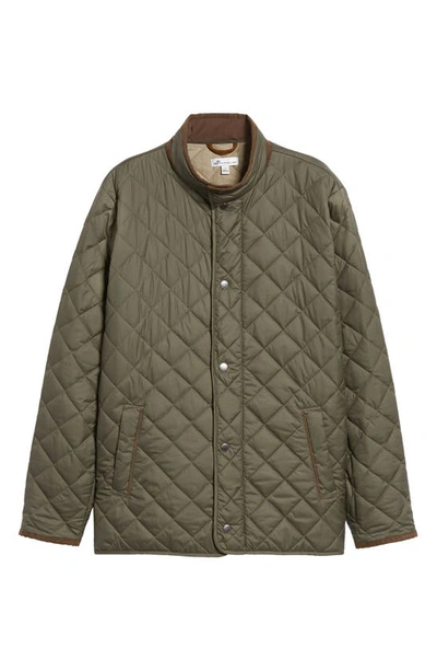 Shop Peter Millar Suffolk Quilted Water-resistant Car Coat In Olive