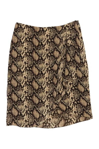 Shop Nili Lotan Hazel Snake Print Silk Mini Skirt In Dark Brown Snake Print