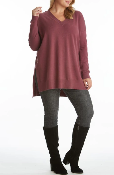 Shop Adyson Parker Step Hem Tunic Sweater In Berry Melange