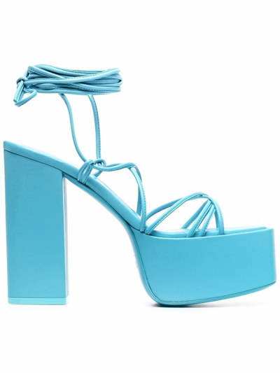 Shop Paris Texas Leather Sandals With A Plateau In Blu