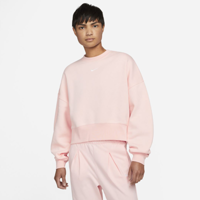 Shop Nike Women's  Sportswear Collection Essentials Oversized Fleece Crew Sweatshirt In Pink