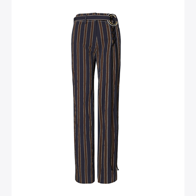 Shop Tory Burch Relaxed Stripe Pant In Navy / Burgundy